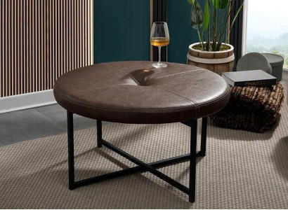 Coffee table high-quality leather table top metal legs Living room furniture Dark brown